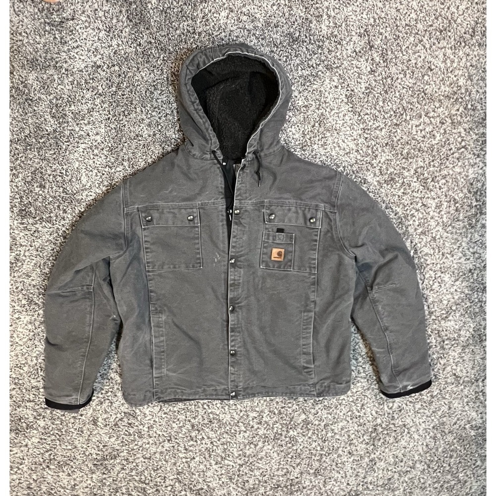 CARHARTT SANDSTONE HOODED MULTI-POCKET JACKET/SHERPA LINED Size XL